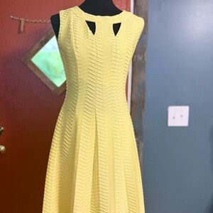 Enfocus Studio Yellow Cut Out Pleated Midi Dress
